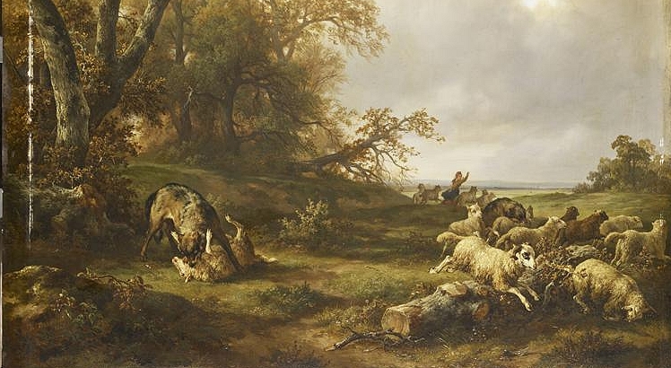 Loup dévorant une brebis