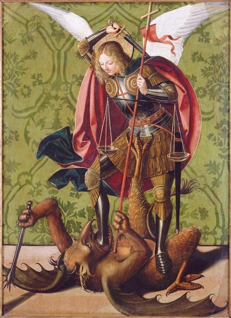 Peinture de saint Michel face au mal